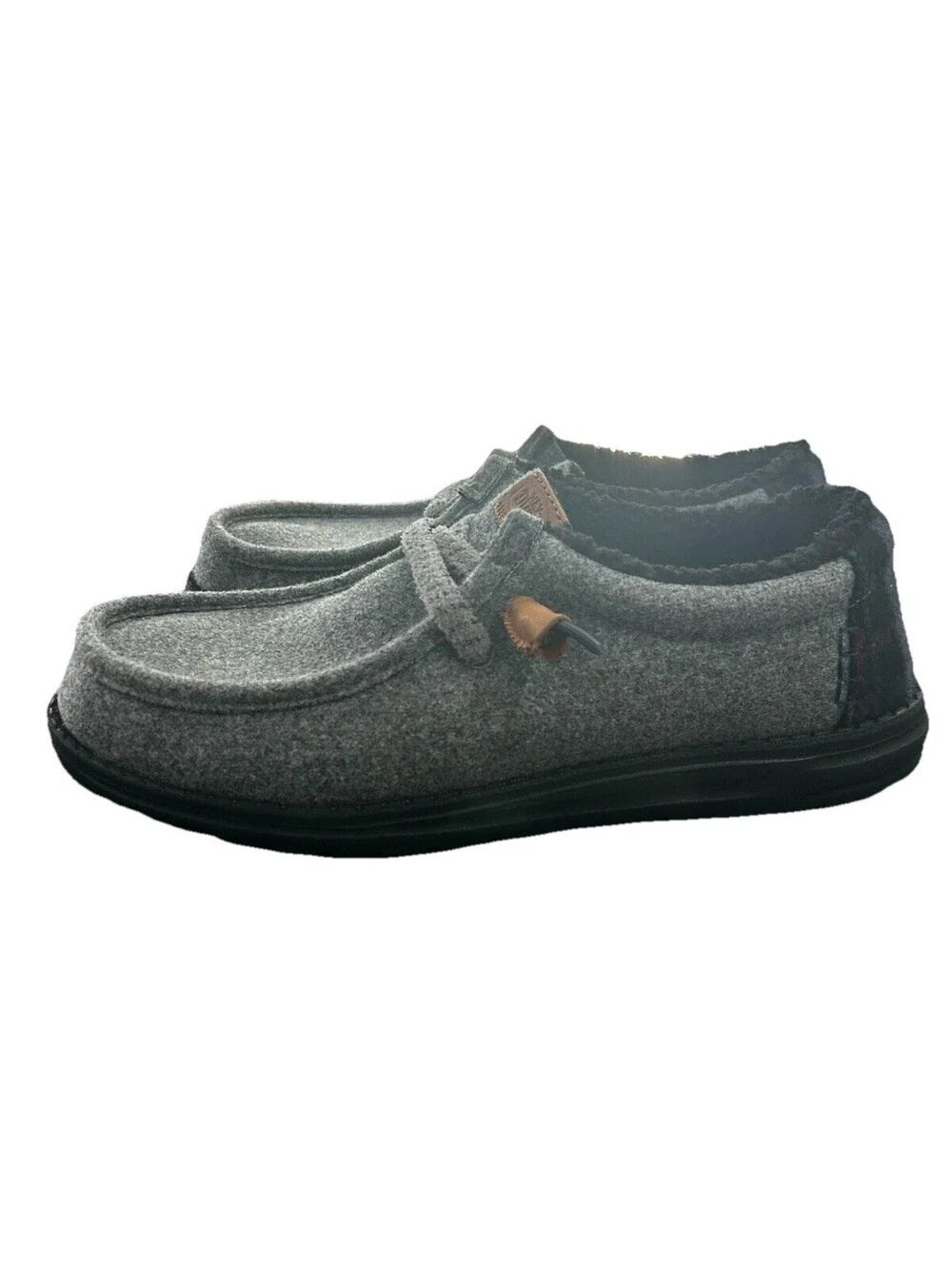 Hey Dude Wally Cozy Plaid Smoke Grey/Black Men's Slip-On Shoes Size M11